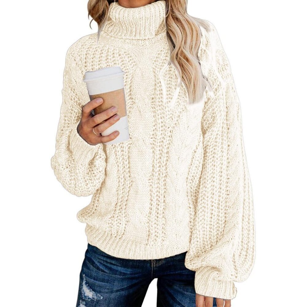 Women's Oversized Chunky Turtleneck Sweater Winter Warm Pullover Casual